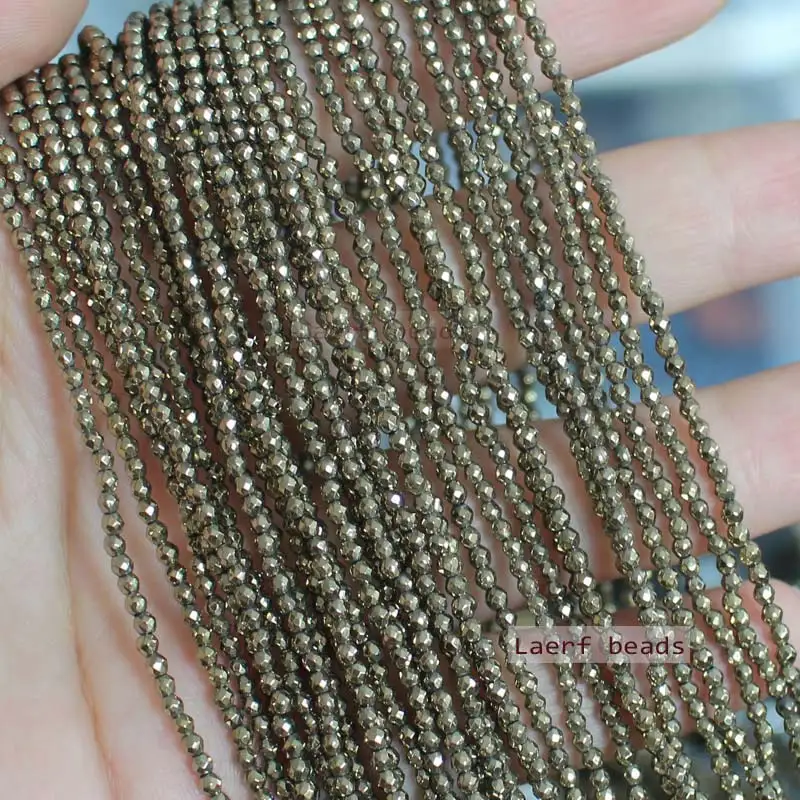Natural Faceted Pyrite Round 2mm/3mm/4mm Loose Beads ,For DIY Jewelry Making !