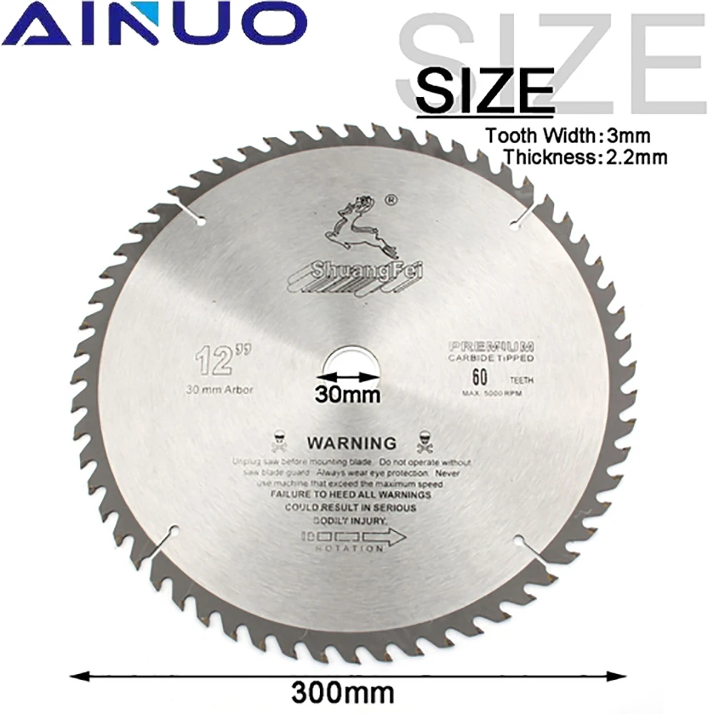 305mm Circular Saw Blade 12" Tungsten Steel Alloy Saw Blades Carbide Tipped Wood Cutter Wood Cutting Disc