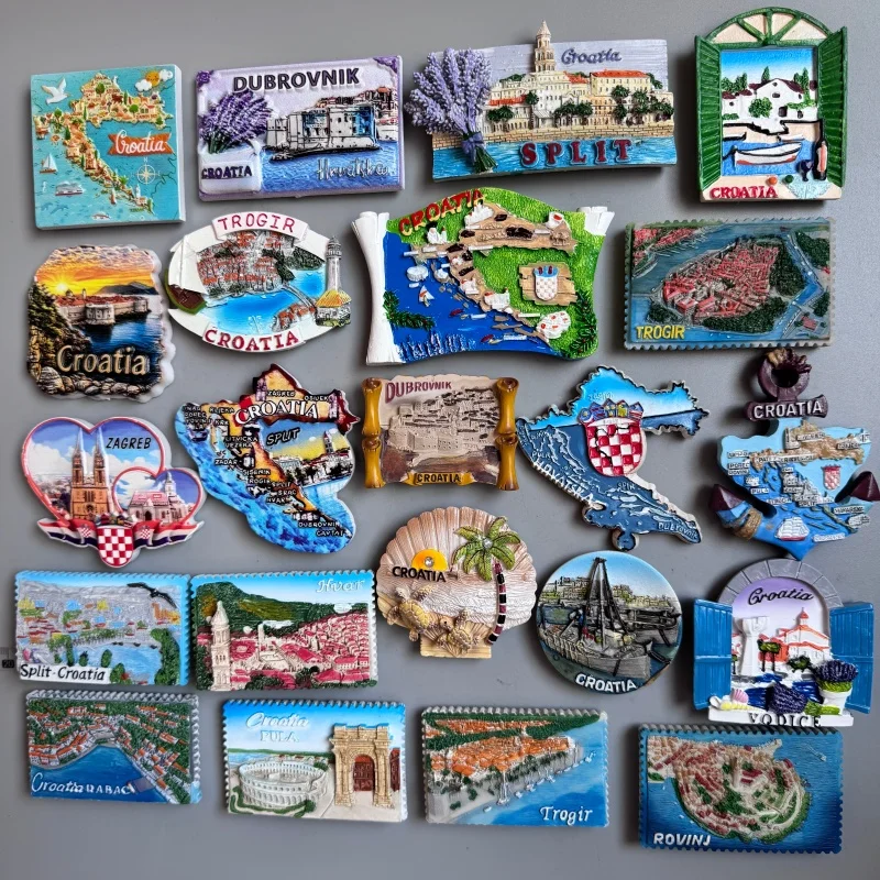 Croacia Fridge Magnet Kroatie Tourist Souvenir Mediterranean Split Trogir Hvar Trogir Magnetic Refrigerator Stickers Croatia Map