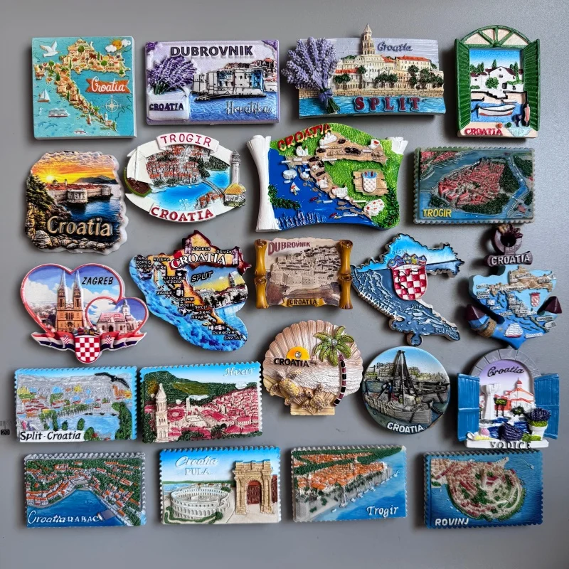 Croacia Fridge Magnet Kroatie Tourist Souvenir Mediterranean Split Trogir Hvar Trogir Magnetic Refrigerator Stickers Croatia Map
