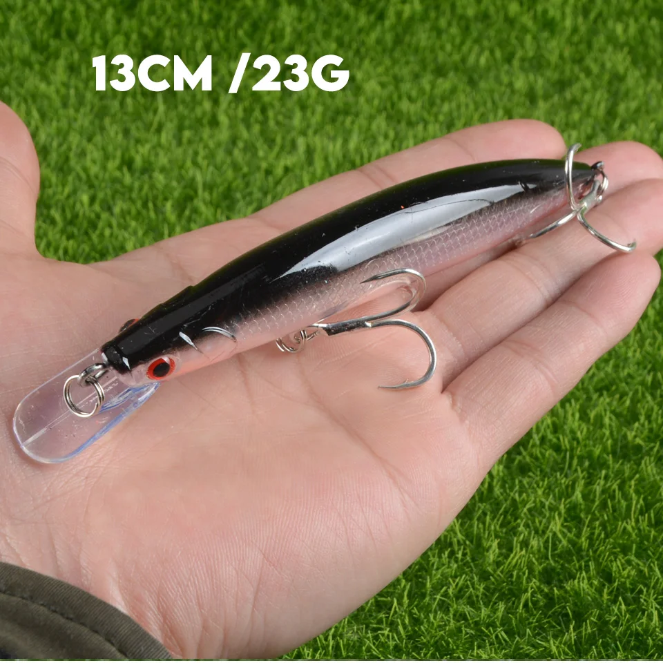 New 1pcs Sinking Minnow Fishing Lure 130mm 23g Good Hooks Wobbler Lase Body Crankbait Pesca For Bass Pike Tackle
