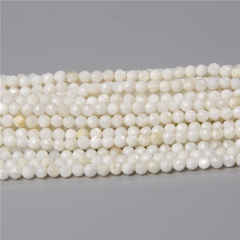 15" 2 3 4 mm Natural Shell Micro Faceted Bead Wholesale Tiny Mother Of Pearl Shell Bead Shiny Flash Beads For DIY Making Jewelry