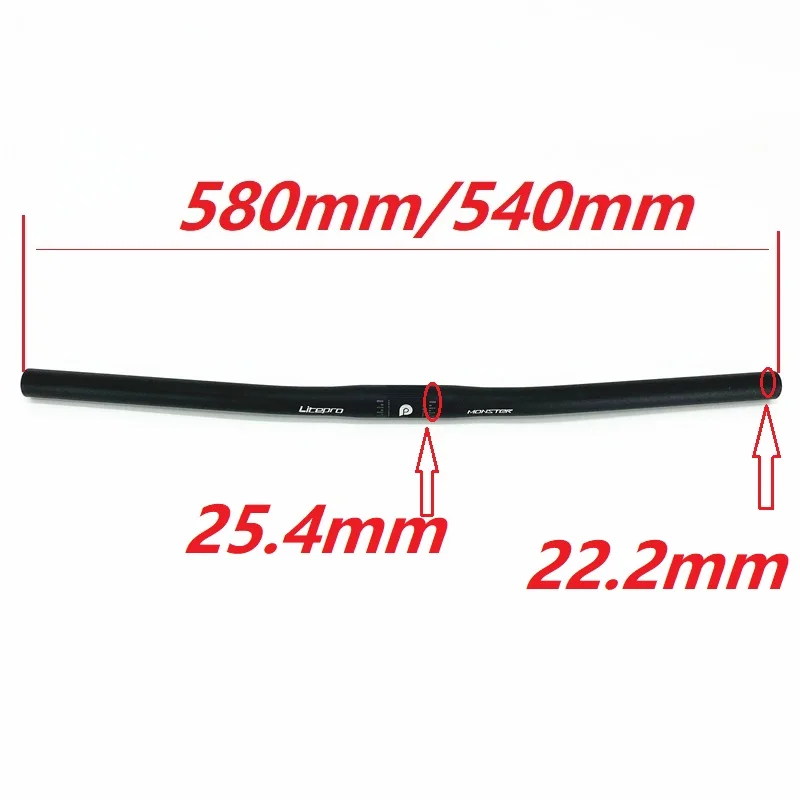 Litepro Folding Bike Handlebar 25.4mm 22.2mm 540mm 580mm Horizontal Handlebar One-shaped Handlebar Aluminum Alloy Handlebar