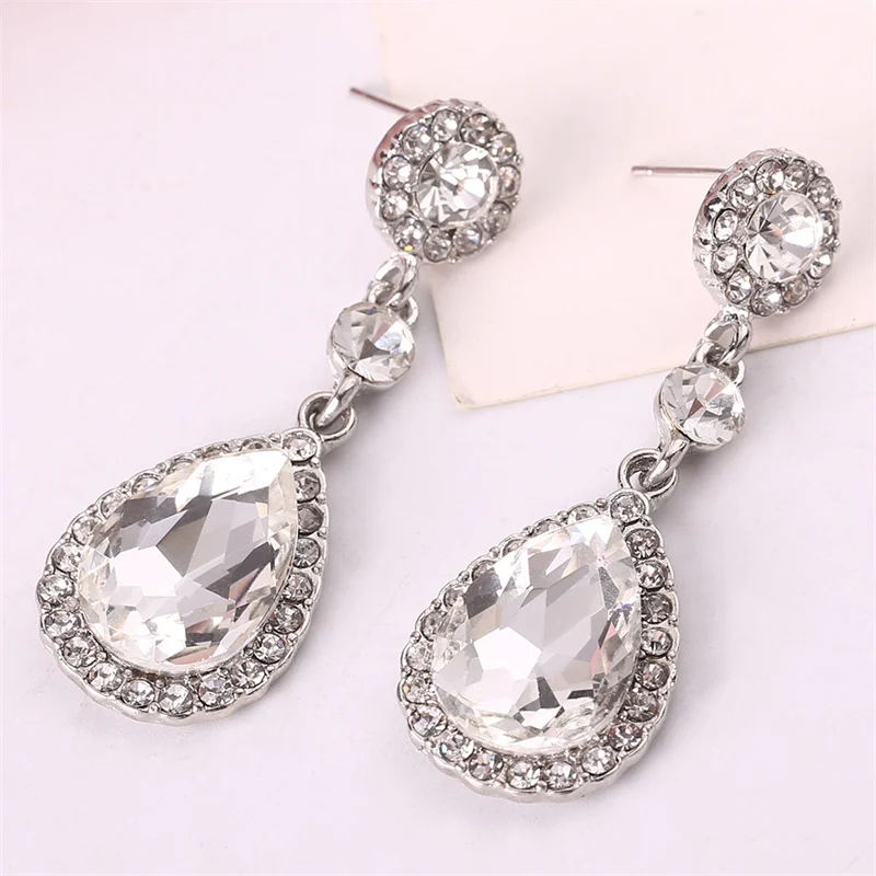 New Crystal Long Hanging Earrings for Women Water Drop Personality Luxury Drop Earrings Wedding Ear Jewelry Bijoux Femme Luxe
