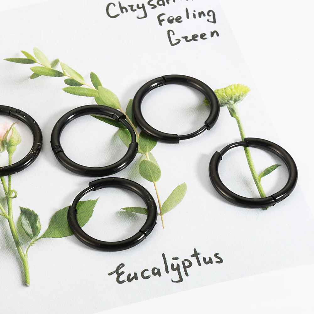10pcs Stainless Steel Hoop Earrings 2.0mm 2.5mm Ear Ring for Men Women Gold Color Black Colorful Round Circle Earring Wholesale