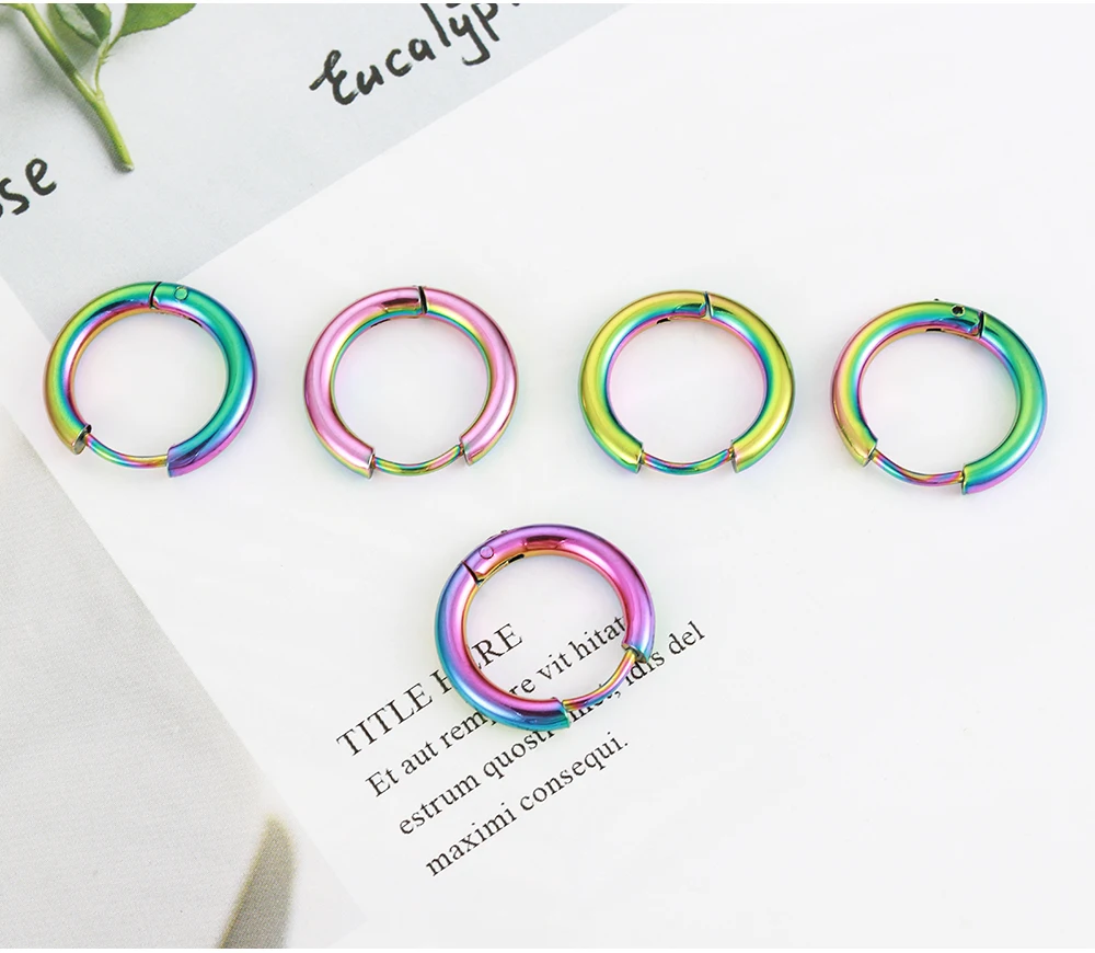 10pcs Stainless Steel Hoop Earrings 2.0mm 2.5mm Ear Ring for Men Women Gold Color Black Colorful Round Circle Earring Wholesale