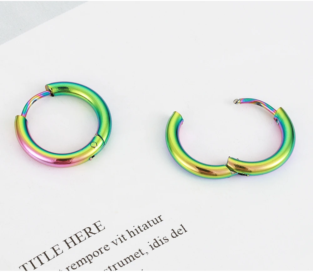 10pcs Stainless Steel Hoop Earrings 2.0mm 2.5mm Ear Ring for Men Women Gold Color Black Colorful Round Circle Earring Wholesale