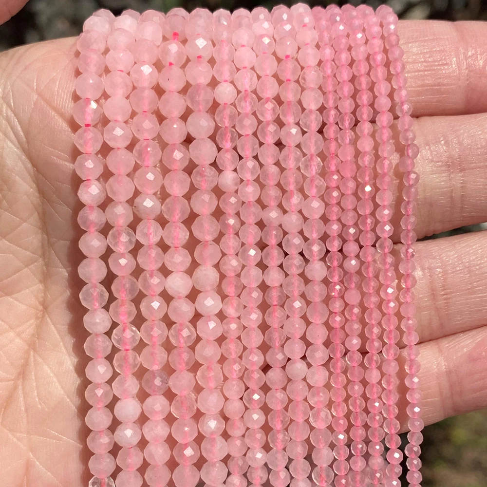 Natural Stone Faceted Crystals Amethysts Pink Quartzs Jades Gemstone Round Spacer Beads For Jewelry Making DIY Bracelet 2 3 4mm