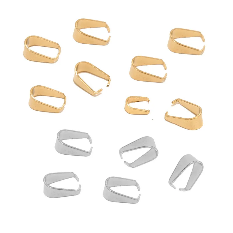50pcs Gold Stainless Steel Pinch Clip Bail Pendant Connectors Necklace Clasp Seeds Buckle Hook for DIY Jewelry Making