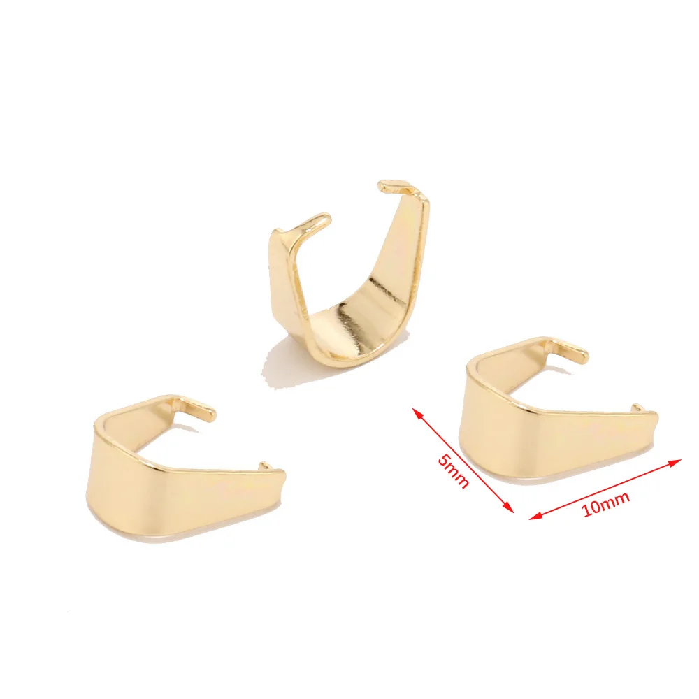50pcs Gold Stainless Steel Pinch Clip Bail Pendant Connectors Necklace Clasp Seeds Buckle Hook for DIY Jewelry Making