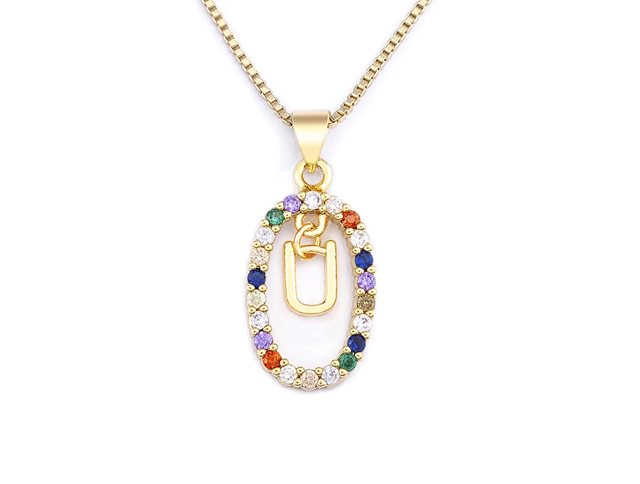 Nidin New Hot Sale Colorful 26 Letters A - Z Initial Alphabet Pendant Long Chain Necklace Name Jewelry Women Accessories Gift