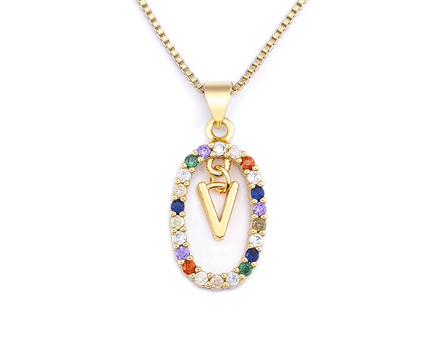 Nidin New Hot Sale Colorful 26 Letters A - Z Initial Alphabet Pendant Long Chain Necklace Name Jewelry Women Accessories Gift