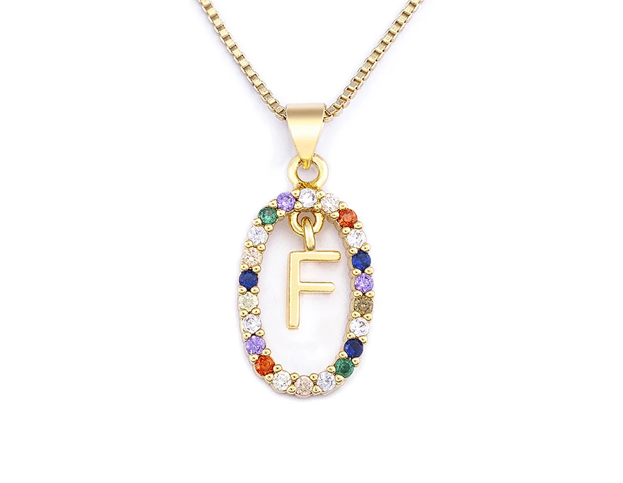 Nidin New Hot Sale Colorful 26 Letters A - Z Initial Alphabet Pendant Long Chain Necklace Name Jewelry Women Accessories Gift