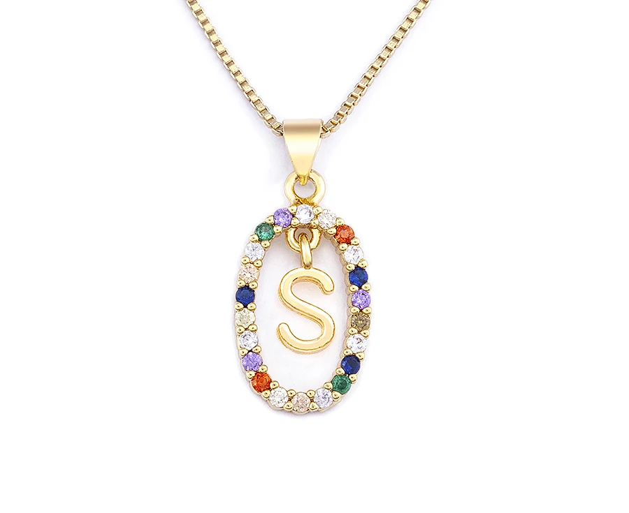 Nidin New Hot Sale Colorful 26 Letters A - Z Initial Alphabet Pendant Long Chain Necklace Name Jewelry Women Accessories Gift