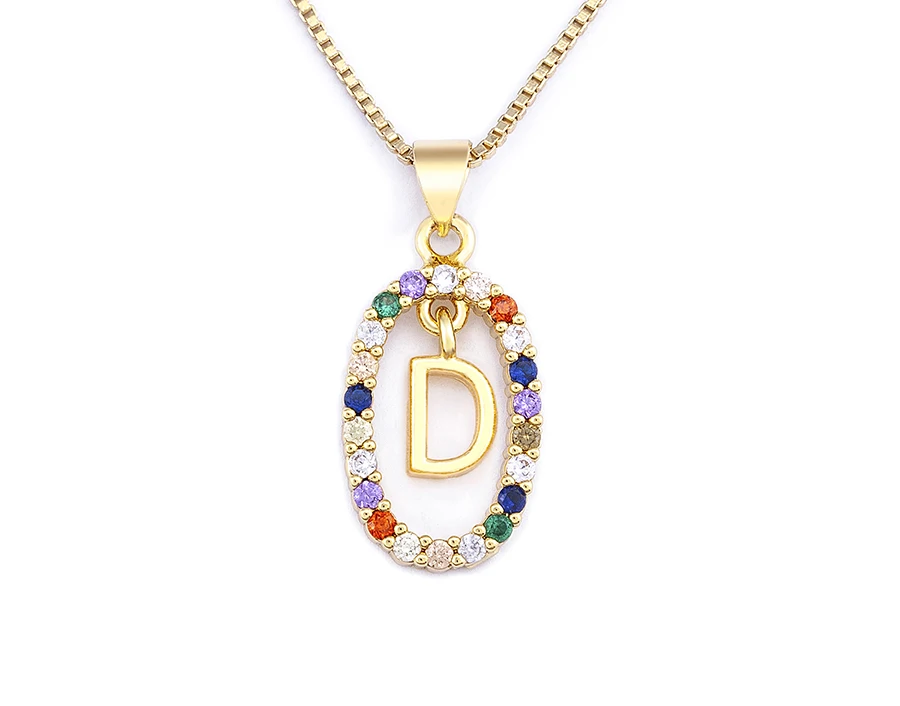 Nidin New Hot Sale Colorful 26 Letters A - Z Initial Alphabet Pendant Long Chain Necklace Name Jewelry Women Accessories Gift