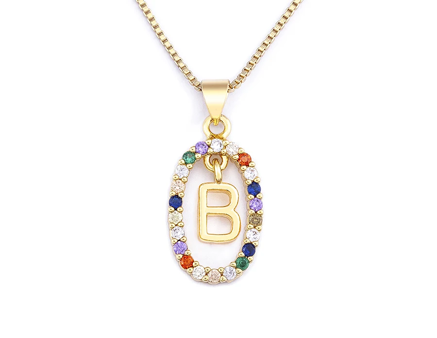 Nidin New Hot Sale Colorful 26 Letters A - Z Initial Alphabet Pendant Long Chain Necklace Name Jewelry Women Accessories Gift