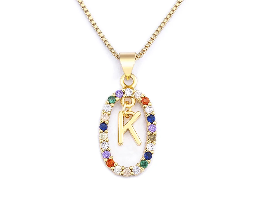 Nidin New Hot Sale Colorful 26 Letters A - Z Initial Alphabet Pendant Long Chain Necklace Name Jewelry Women Accessories Gift