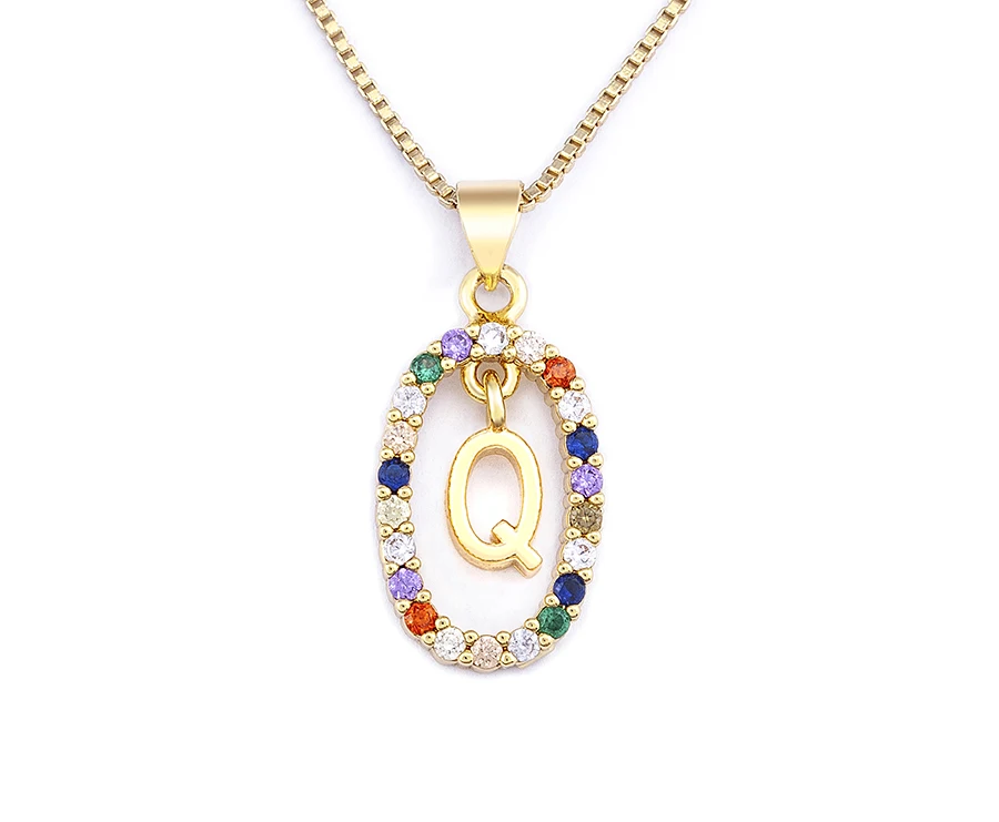 Nidin New Hot Sale Colorful 26 Letters A - Z Initial Alphabet Pendant Long Chain Necklace Name Jewelry Women Accessories Gift