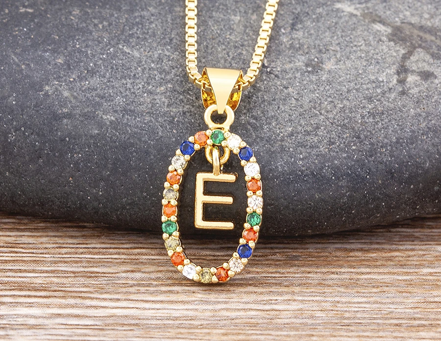 Nidin New Hot Sale Colorful 26 Letters A - Z Initial Alphabet Pendant Long Chain Necklace Name Jewelry Women Accessories Gift