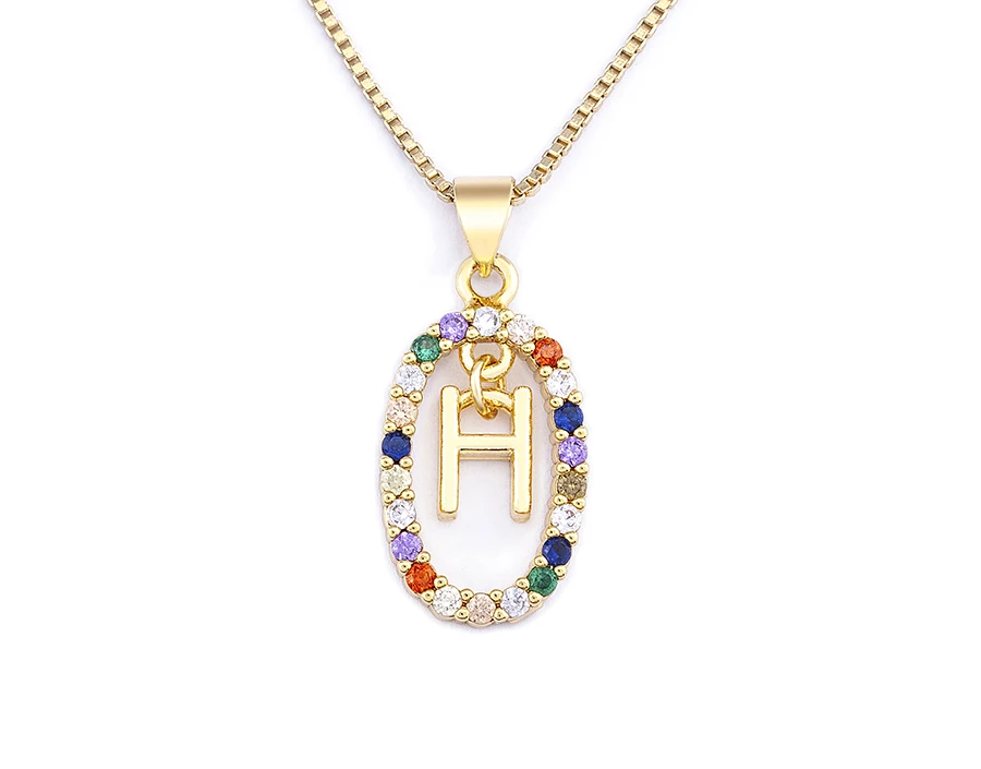 Nidin New Hot Sale Colorful 26 Letters A - Z Initial Alphabet Pendant Long Chain Necklace Name Jewelry Women Accessories Gift