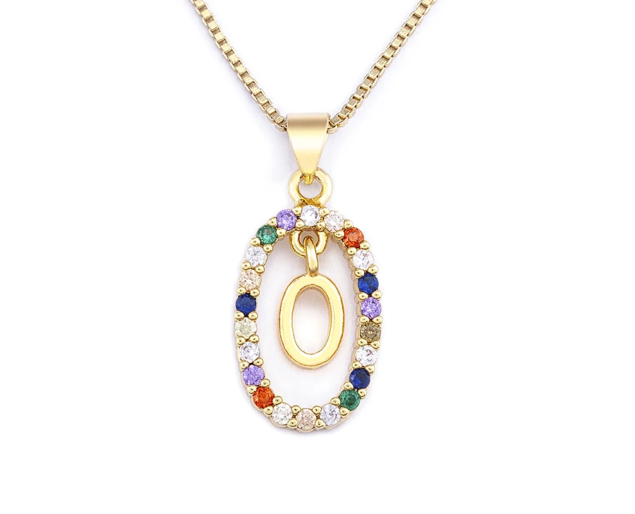 Nidin New Hot Sale Colorful 26 Letters A - Z Initial Alphabet Pendant Long Chain Necklace Name Jewelry Women Accessories Gift