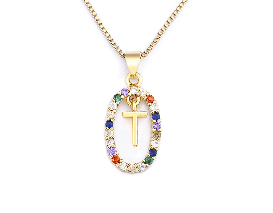 Nidin New Hot Sale Colorful 26 Letters A - Z Initial Alphabet Pendant Long Chain Necklace Name Jewelry Women Accessories Gift