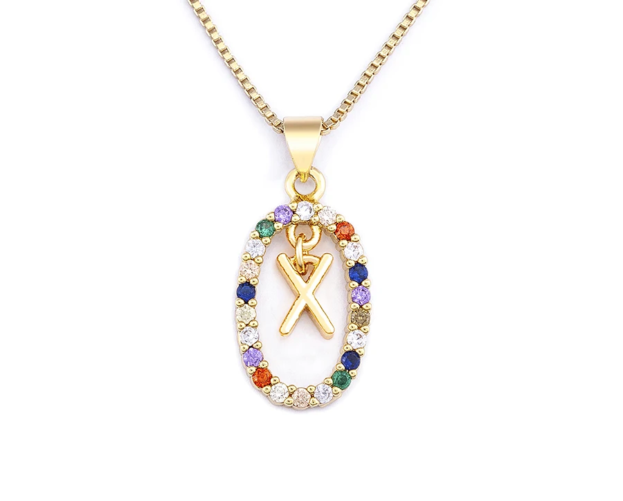 Nidin New Hot Sale Colorful 26 Letters A - Z Initial Alphabet Pendant Long Chain Necklace Name Jewelry Women Accessories Gift