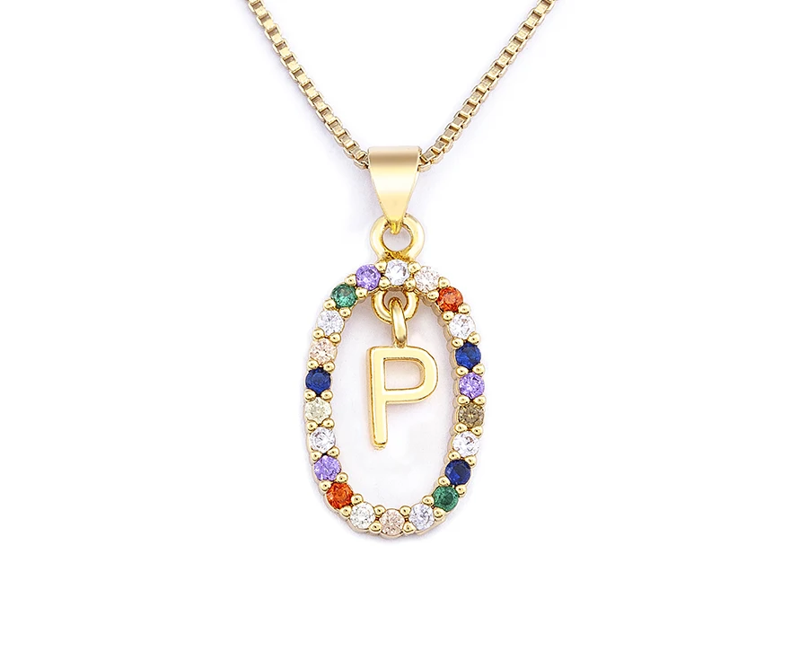 Nidin New Hot Sale Colorful 26 Letters A - Z Initial Alphabet Pendant Long Chain Necklace Name Jewelry Women Accessories Gift
