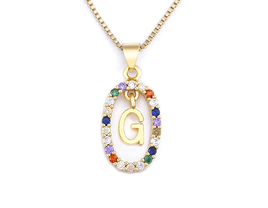 Nidin New Hot Sale Colorful 26 Letters A - Z Initial Alphabet Pendant Long Chain Necklace Name Jewelry Women Accessories Gift