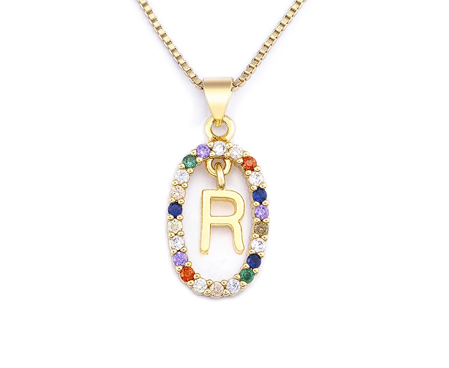 Nidin New Hot Sale Colorful 26 Letters A - Z Initial Alphabet Pendant Long Chain Necklace Name Jewelry Women Accessories Gift