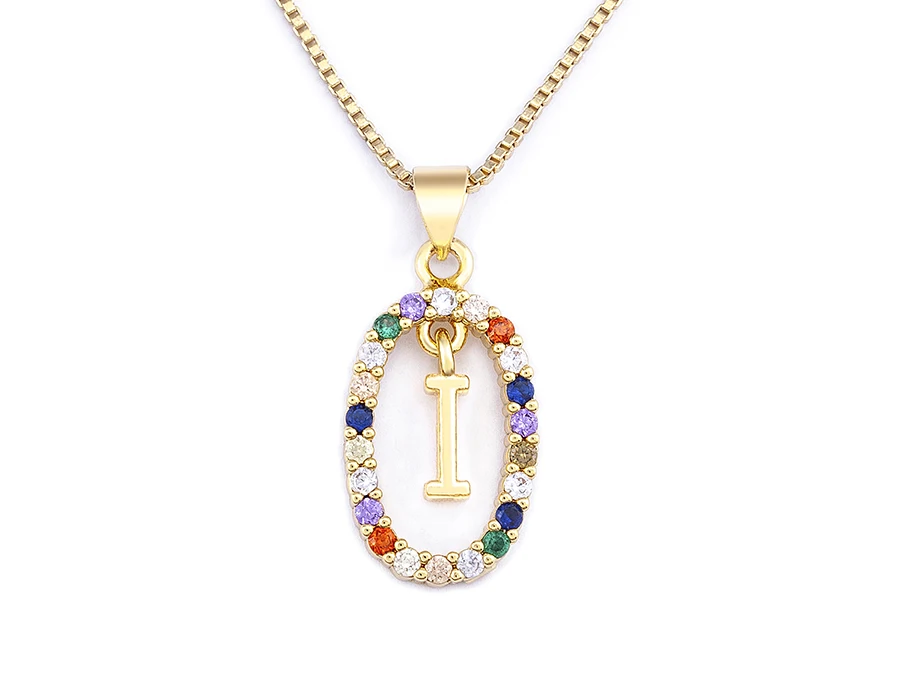 Nidin New Hot Sale Colorful 26 Letters A - Z Initial Alphabet Pendant Long Chain Necklace Name Jewelry Women Accessories Gift