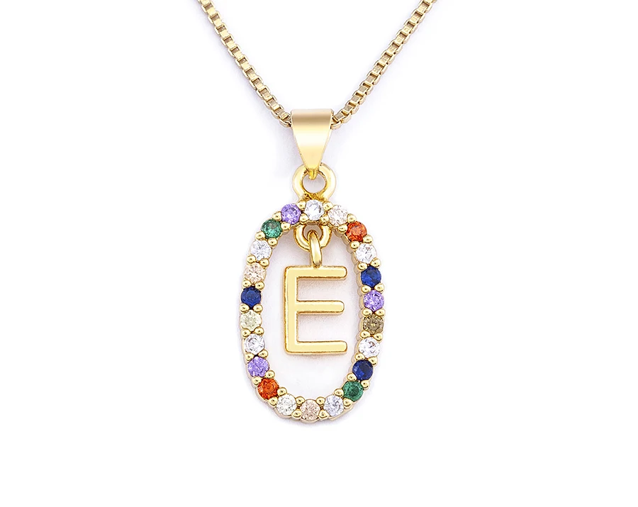Nidin New Hot Sale Colorful 26 Letters A - Z Initial Alphabet Pendant Long Chain Necklace Name Jewelry Women Accessories Gift