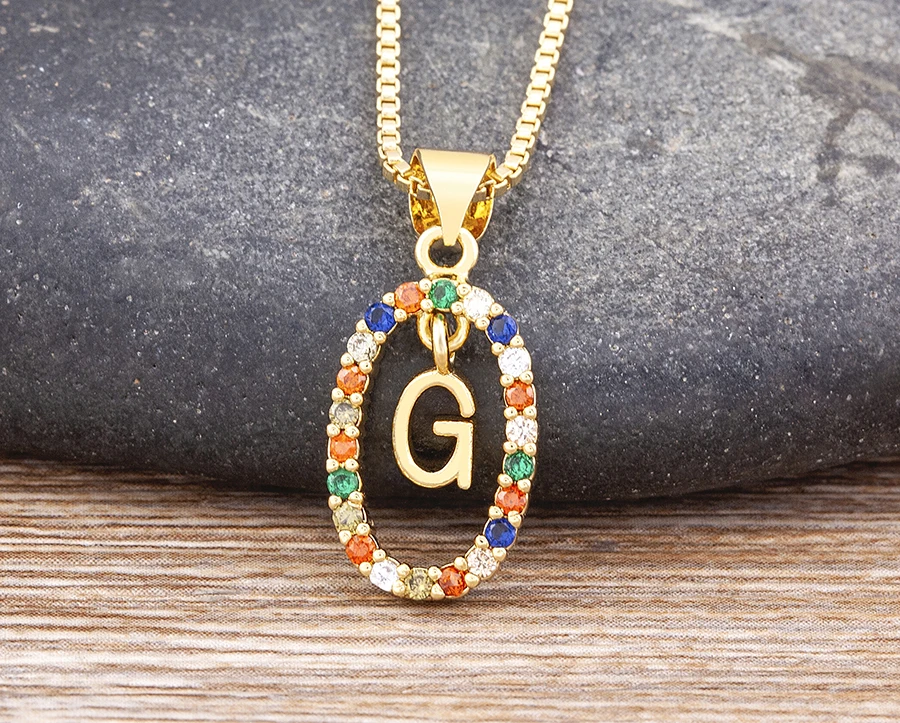 Nidin New Hot Sale Colorful 26 Letters A - Z Initial Alphabet Pendant Long Chain Necklace Name Jewelry Women Accessories Gift