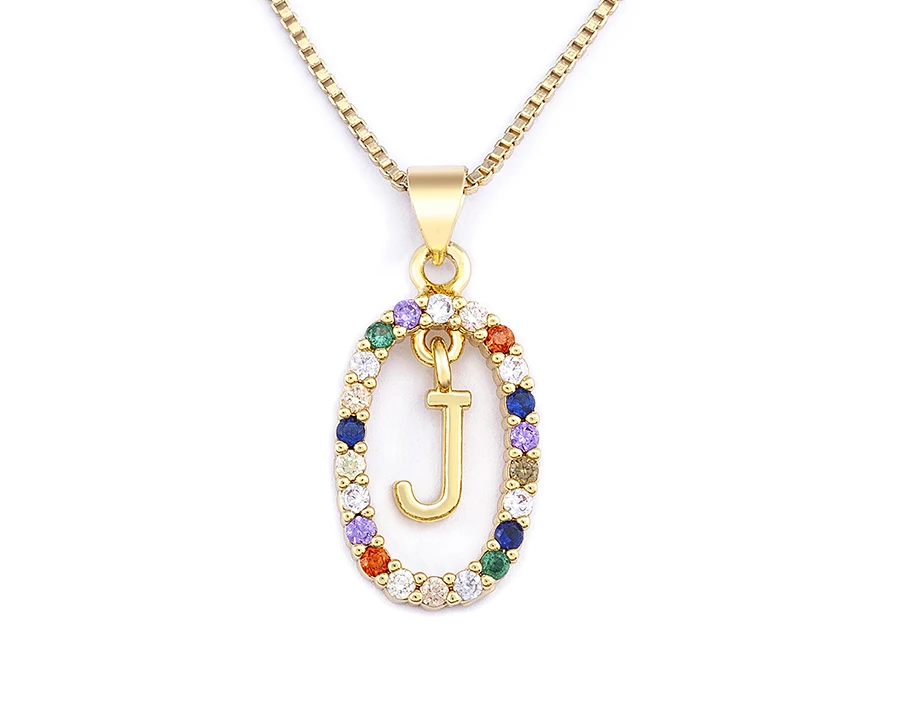 Nidin New Hot Sale Colorful 26 Letters A - Z Initial Alphabet Pendant Long Chain Necklace Name Jewelry Women Accessories Gift