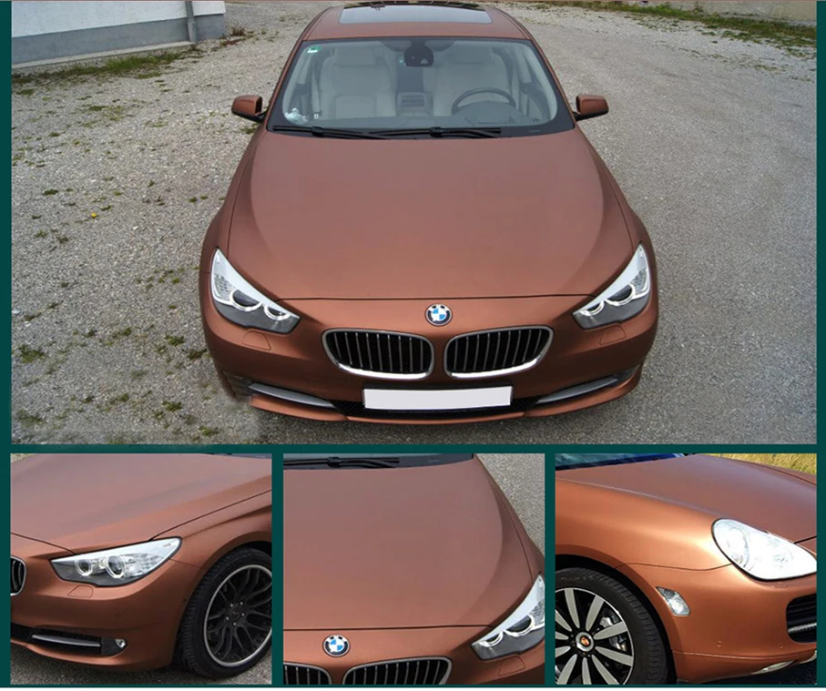 10/20/30/40/50cm*152cm Coffee Chrome Matte Metallic Bronze Car Vinyl Wrap Film With Air Channels Metallic Car Film Wrap Sticker