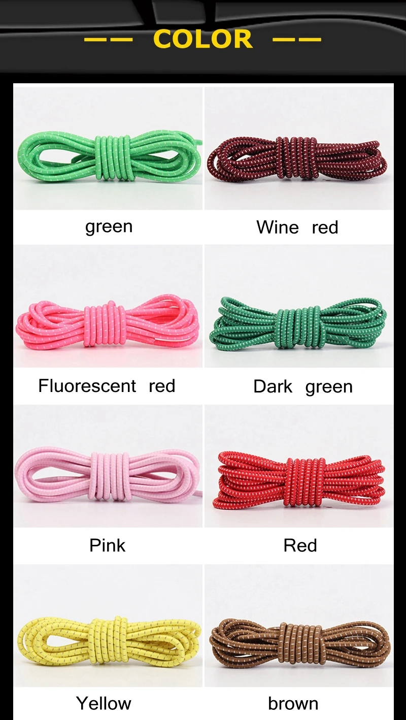 No Tie Shoelace Tieless Shoelaces Sneakers Plastic Strong Lock Elastic Round Shoe Laces for Kids Adults Elderly One Size Fit All