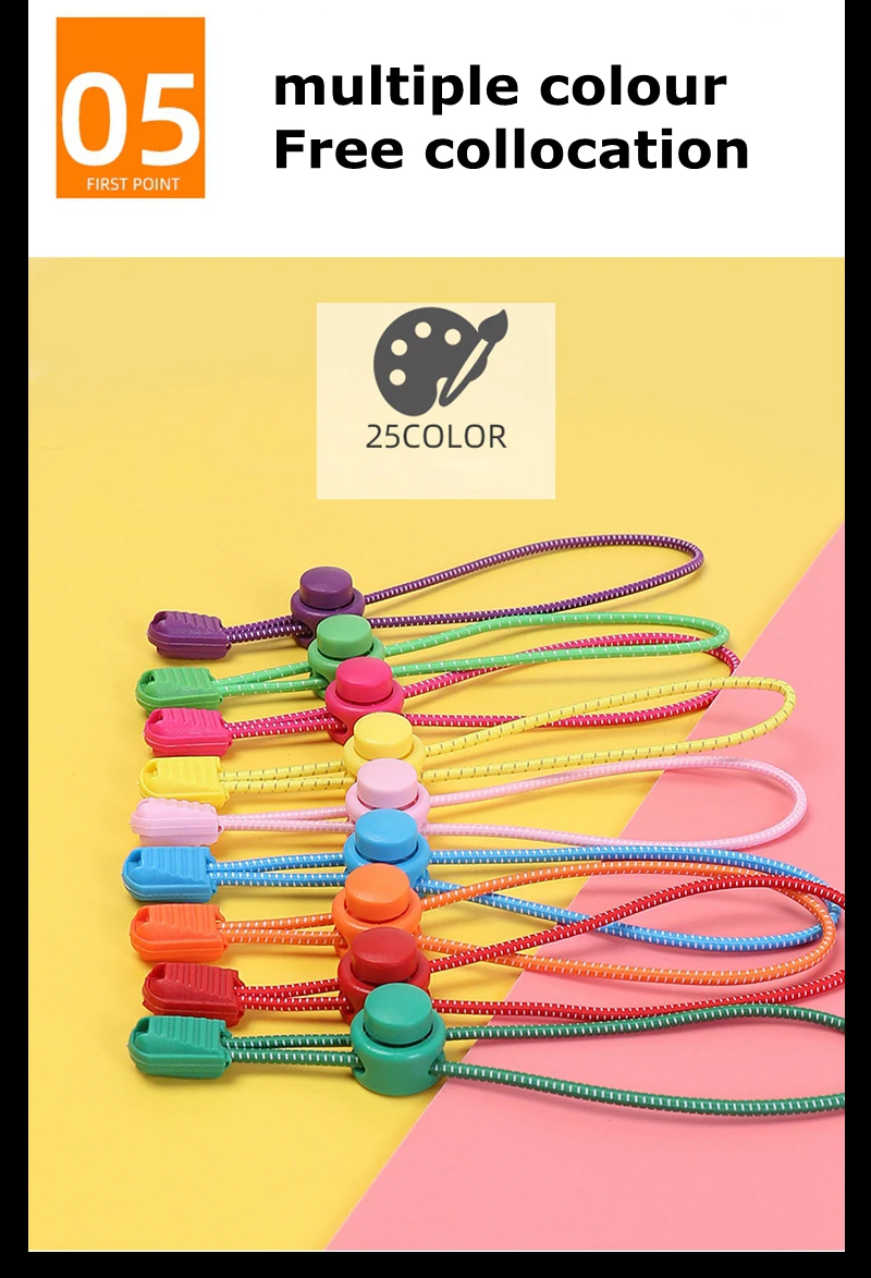No Tie Shoelace Tieless Shoelaces Sneakers Plastic Strong Lock Elastic Round Shoe Laces for Kids Adults Elderly One Size Fit All