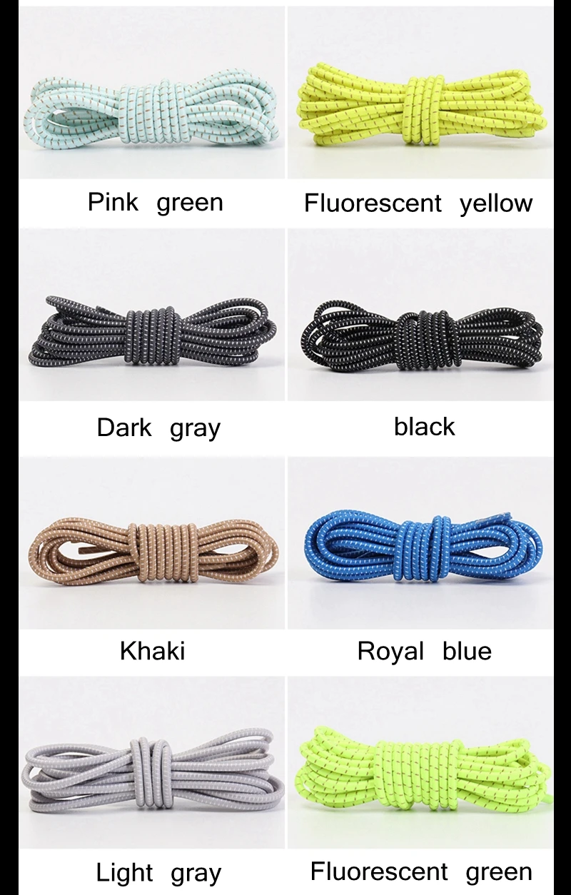 No Tie Shoelace Tieless Shoelaces Sneakers Plastic Strong Lock Elastic Round Shoe Laces for Kids Adults Elderly One Size Fit All