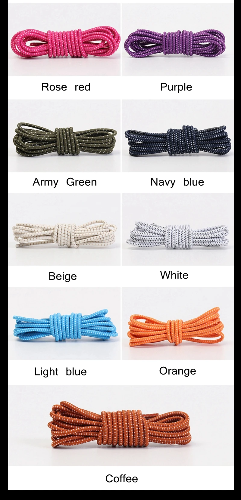 No Tie Shoelace Tieless Shoelaces Sneakers Plastic Strong Lock Elastic Round Shoe Laces for Kids Adults Elderly One Size Fit All