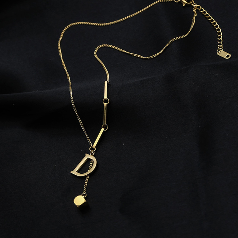Fashion Letter Good Luck Butterfly Titanium Steel Choker Necklace For Woman Gothic Jewelry Hip Hop Party Sexy Clavicle Chain