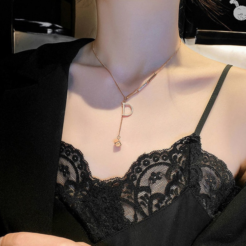 Fashion Letter Good Luck Butterfly Titanium Steel Choker Necklace For Woman Gothic Jewelry Hip Hop Party Sexy Clavicle Chain