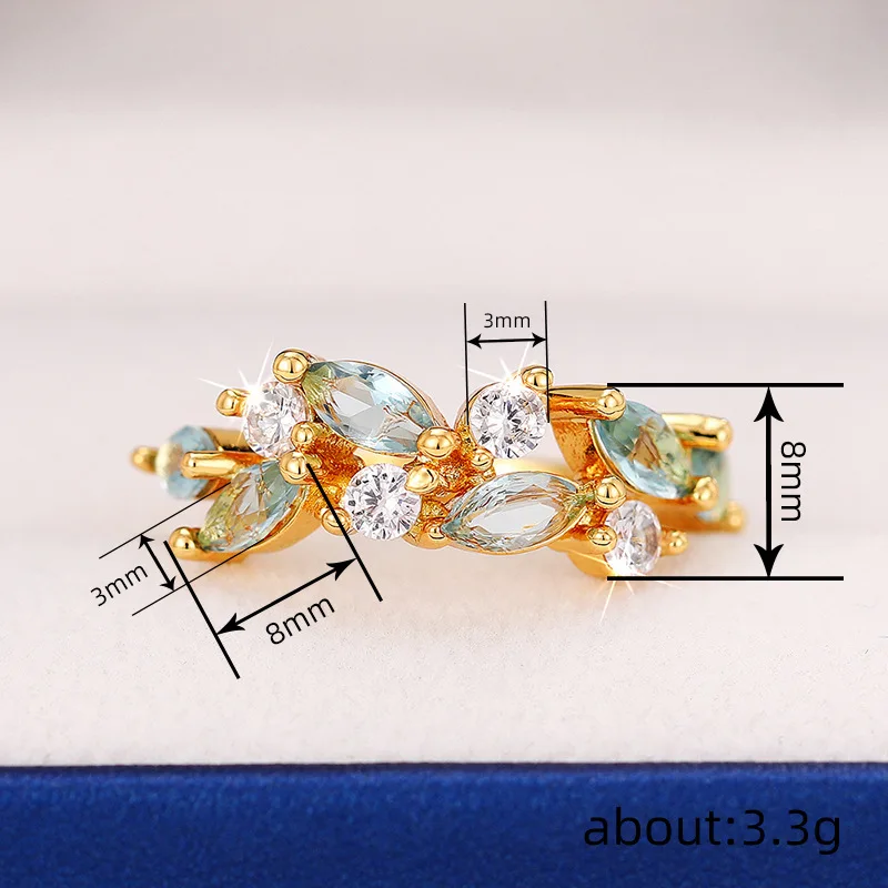 Huitan Newly Designed Women Finger Rings for Party Inlaid Light Blue Cubic Zirconia Aesthetic Female Rings Gift Trendy Jewelry