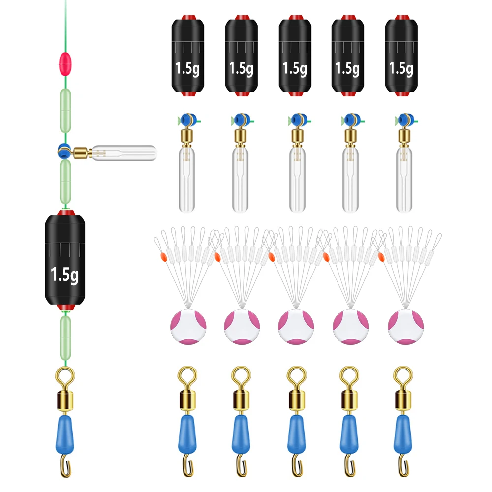 DNDYUJU 20pcs/lot Lead Sinker Fishing Accessories Fishing Set Head Weight Sinkers Space Bean Connector 1.5g-5.0g Fishing Tackle