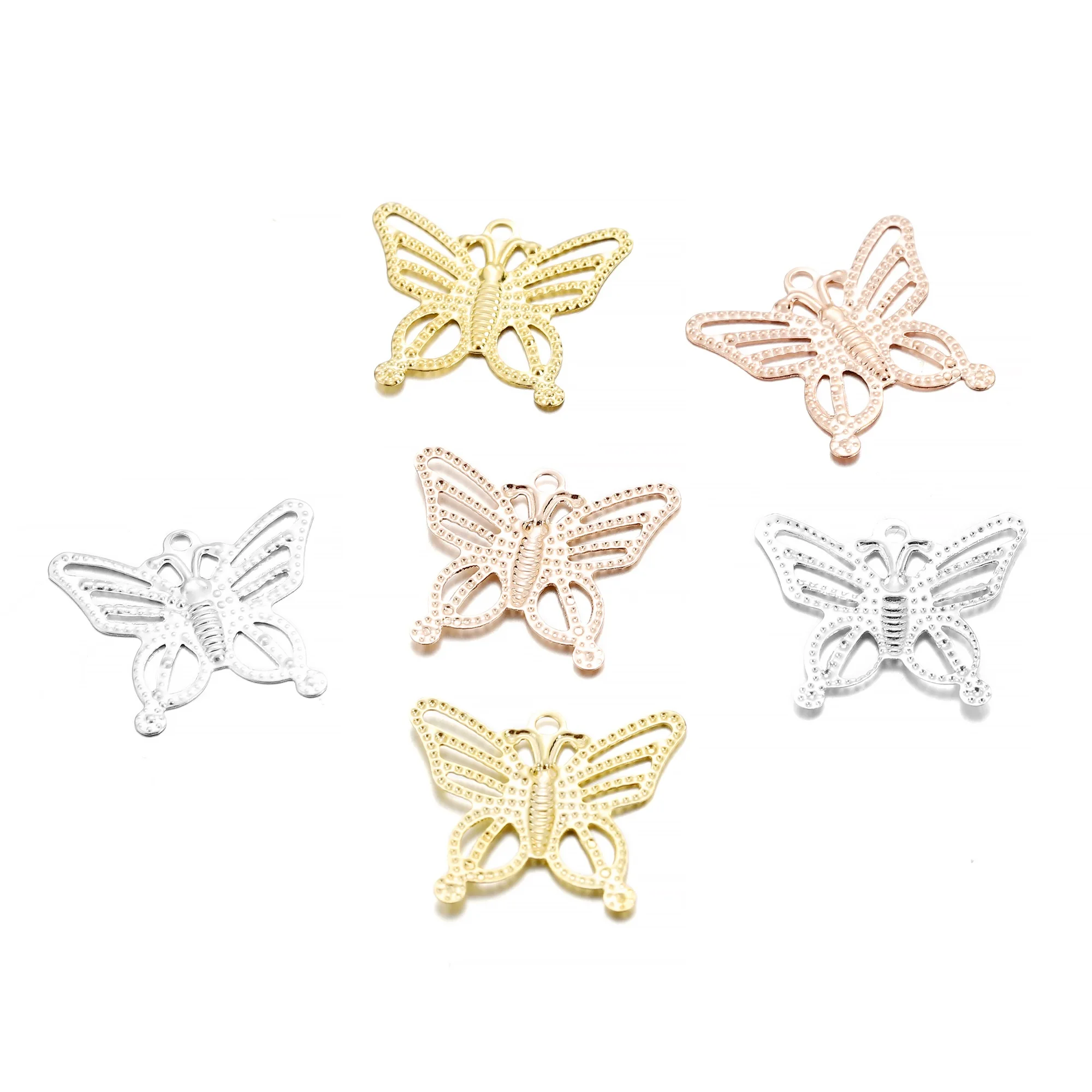 30/100Pcs/Lot Iron Hollow Butterfly Shape Pendant Charms Earrings Connector For DIY Jewelry Necklace Making Accessories