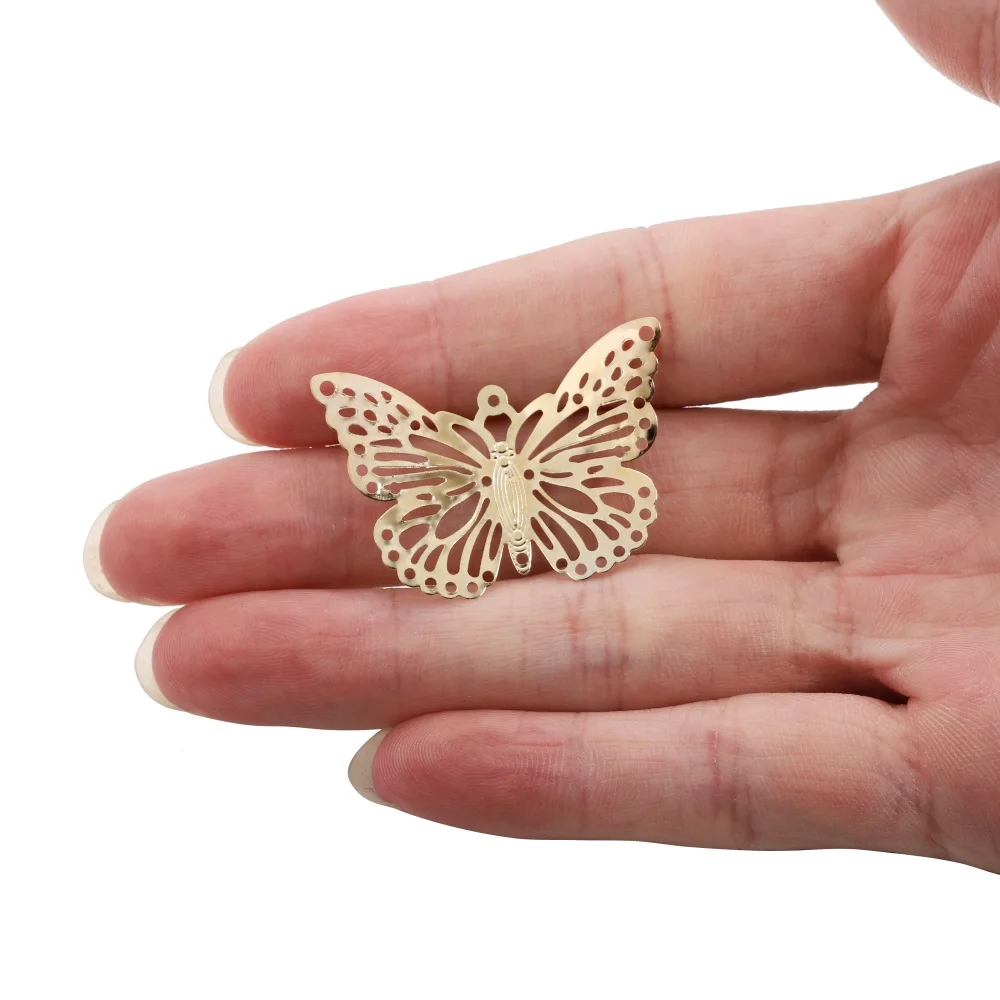 30/100Pcs/Lot Iron Hollow Butterfly Shape Pendant Charms Earrings Connector For DIY Jewelry Necklace Making Accessories