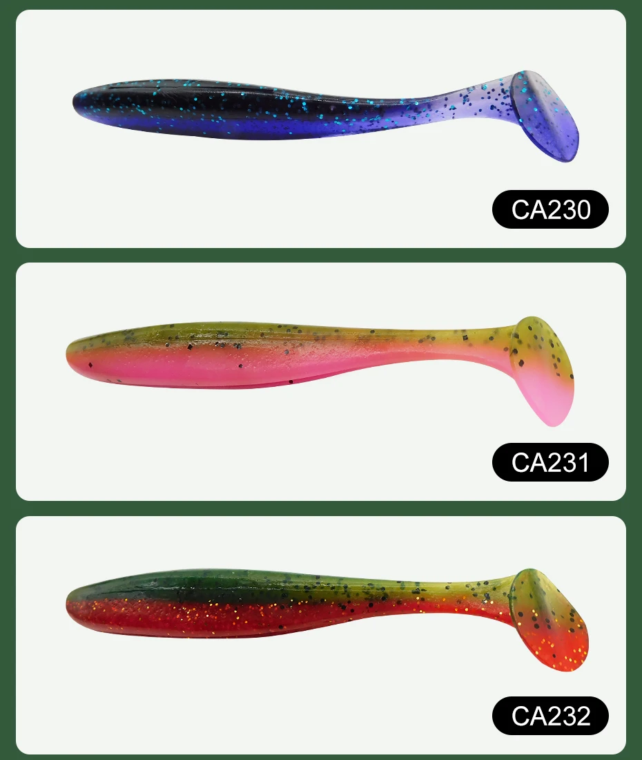 ESFISHING Fishing Lure ES Easy Shiner 100mm 6pcs T Tail Shad Plastic Bait Pesca For Pike Perch Zander