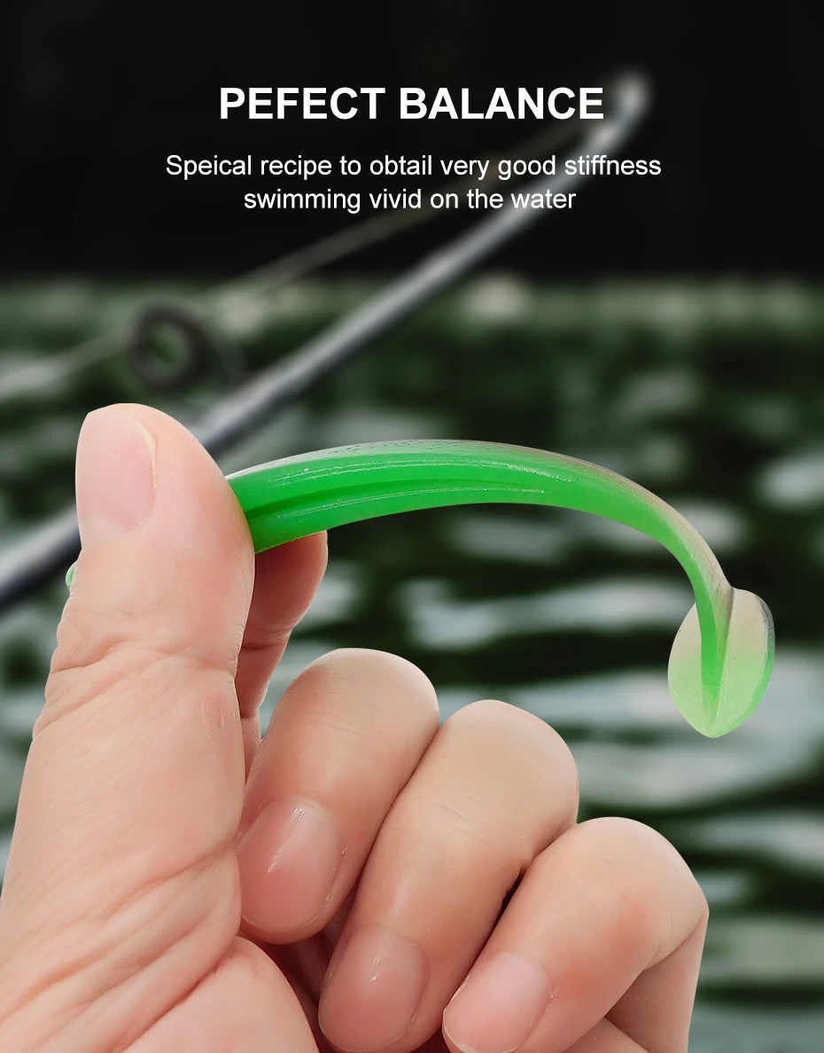 ESFISHING Fishing Lure ES Easy Shiner 100mm 6pcs T Tail Shad Plastic Bait Pesca For Pike Perch Zander
