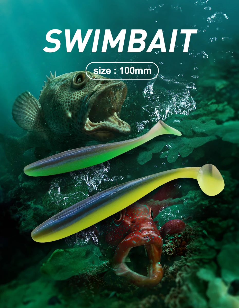 ESFISHING Fishing Lure ES Easy Shiner 100mm 6pcs T Tail Shad Plastic Bait Pesca For Pike Perch Zander