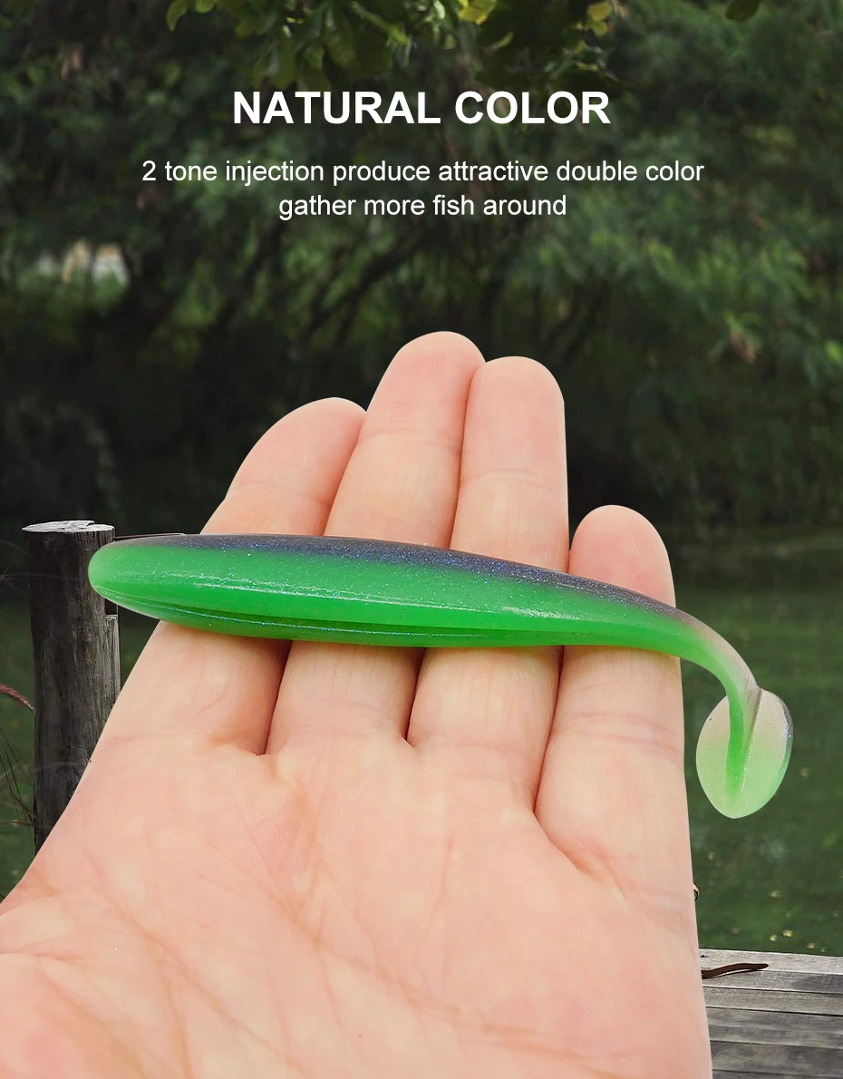 ESFISHING Fishing Lure ES Easy Shiner 100mm 6pcs T Tail Shad Plastic Bait Pesca For Pike Perch Zander