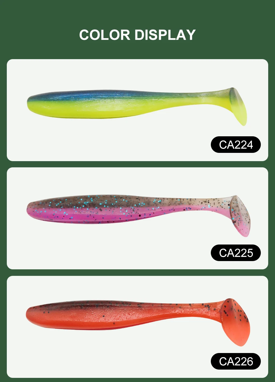 ESFISHING Fishing Lure ES Easy Shiner 100mm 6pcs T Tail Shad Plastic Bait Pesca For Pike Perch Zander